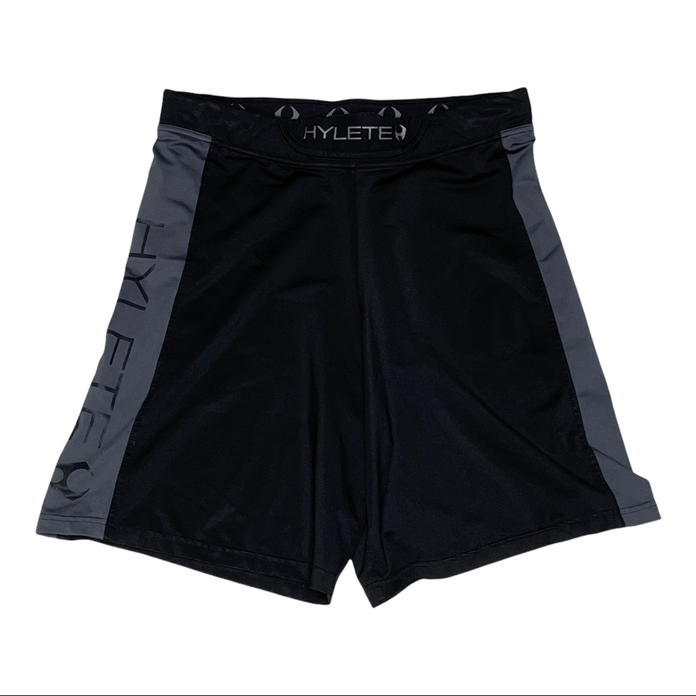 Hylete Shorts Gun Metal Gray Black Athletic Gym Crossfit Logo Men's Medium